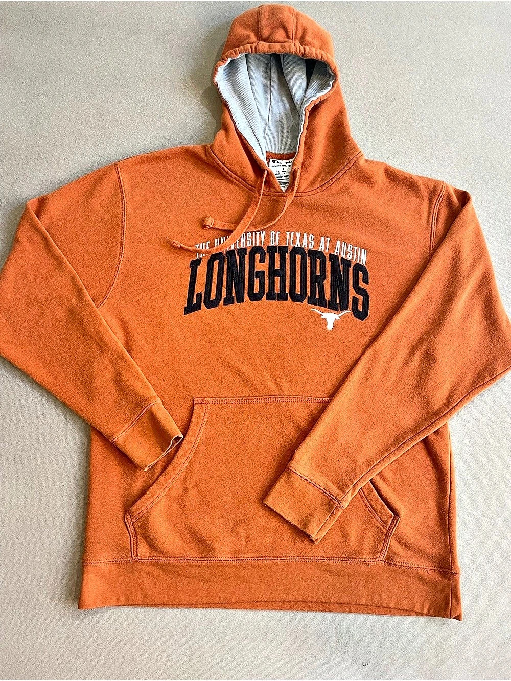 Vintage Champion University of Texas at Austin Longhorns Hoodie Orange & Black l